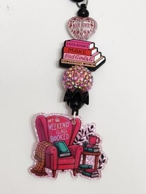 Book Lover Keychain Bag Clip My Weekends Booked Charm Gift Beaded